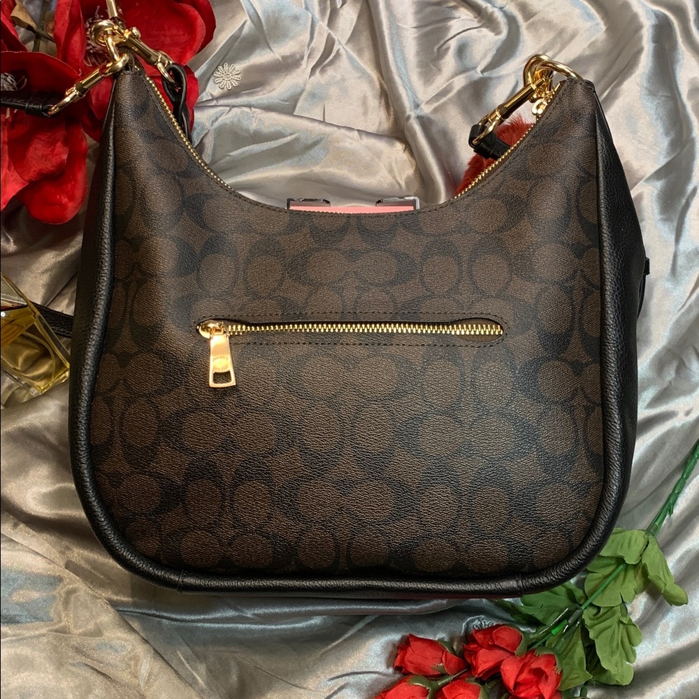 🌹BEAUTIFUL Coach Black Jules Hobo Bag • EUC Signature Canvas w/Crossbody Strap - Picture 6 of 12